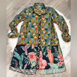 John Mark Multicolor Geometric Button-Up Shirt Size M